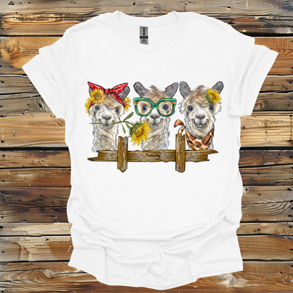 3 Alpacas On Bench  Unisex Softstyle T-Shirt