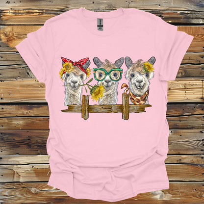 3 Alpacas On Bench  Unisex Softstyle T-Shirt