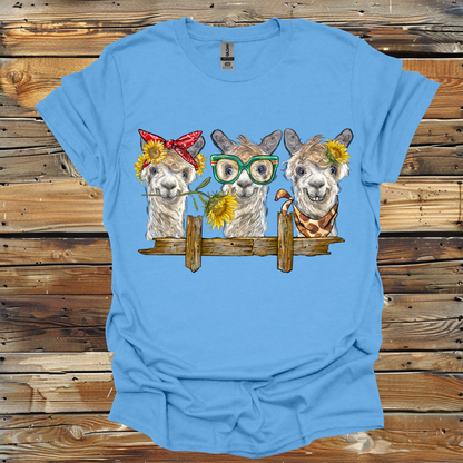 3 Alpacas On Bench  Unisex Softstyle T-Shirt