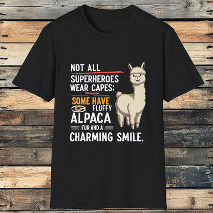 Superhero Alpaca T-Shirt - Celebrate Caped Crusaders of Cuteness